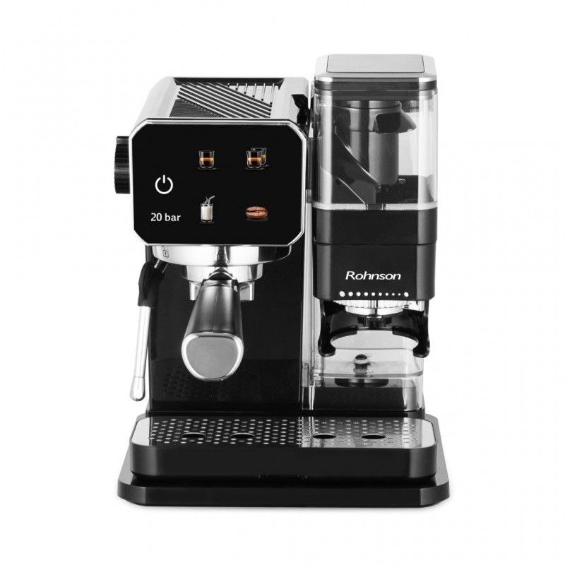 Espressor automat cu râșniță 2 în 1 Rohnson R98060,1350W, cafea boabe, putere macinare 20W,0.9L, pompa ULKA 20bar,tactil ,75dB, sistem ERP
